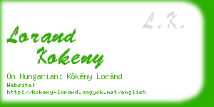 lorand kokeny business card